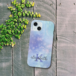 Monogram Ijspegels Sneeuwvlokken Blauw Paars Trend iPhone 15 Case