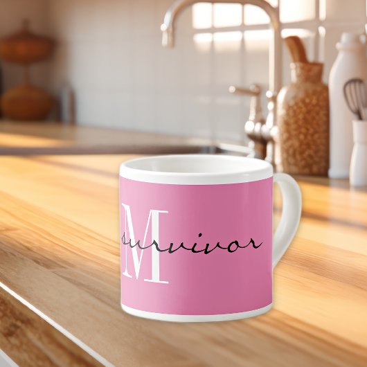 Monogram, ik ben een overlevende, 6oz Roze Special Espresso Kop