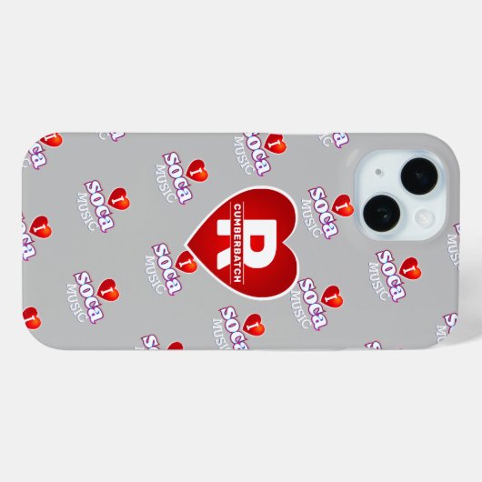 MONOGRAM IK HOU VAN SOCA OP GRIJS Case-Mate iPhone CASE (Achterkant (horizontaal))