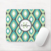 Monogram Ikat Diamonds Blauwgroen Mint Muismat (Met muis)