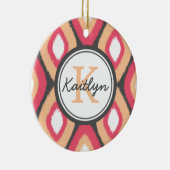 Monogram Ikat Diamonds Pattern Pink Grey Keramisch Ornament (Rechts)