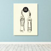 Monogram ILLUSTRATIE-boomstammen Kies Kleur Canvas Afdruk (Insitu (Houten vloer))