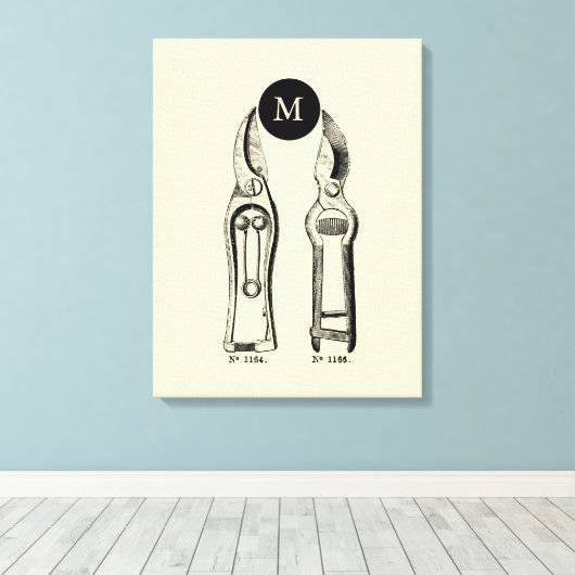 Monogram ILLUSTRATIE-boomstammen Kies Kleur Canvas Afdruk (Insitu (Houten vloer))