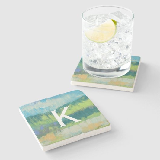 Monogram | Impasto-gebied II Stenen Onderzetter (Zijkant)