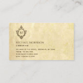 monogram in Crest Old Paper Parchment Visitekaartje (Achterkant)