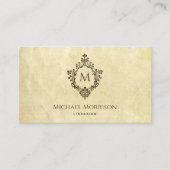  monogram in Crest Old Paper Parchment Visitekaartje (Voorkant)