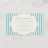 Monogram in een lijst met aqua, witte strepen visitekaartje (Achterkant)