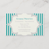 Monogram in een lijst met blauwgroen, witte strepe visitekaartje (Achterkant)