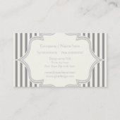 Monogram in een lijst met grijze, witte strepen visitekaartje (Achterkant)