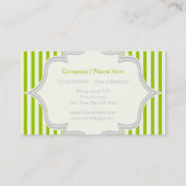 Monogram in een lijst met groene, witte strepen visitekaartje (Achterkant)