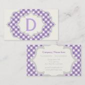 Monogram in een lijst met paarse, witte paisley visitekaartje (Voorkant / Achterkant)