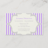 Monogram in een lijst met paarse, witte strepen visitekaartje (Achterkant)