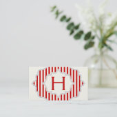 Monogram in een lijst met rode, witte strepen visitekaartje (Staand voorkant)