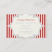 Monogram in een lijst met rode, witte strepen visitekaartje (Achterkant)