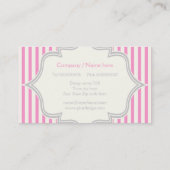 Monogram in een lijst met roze, witte strepen visitekaartje (Achterkant)