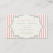 Monogram in een lijst met roze, witte strepen visitekaartje (Achterkant)