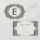 Monogram in een lijst met zwarte, witte strepen visitekaartje (Voorkant / Achterkant)