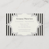 Monogram in een lijst met zwarte, witte strepen visitekaartje (Achterkant)