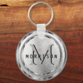 Monogram in een Zilverpenseel Sleutelhanger van de (Achterkant)