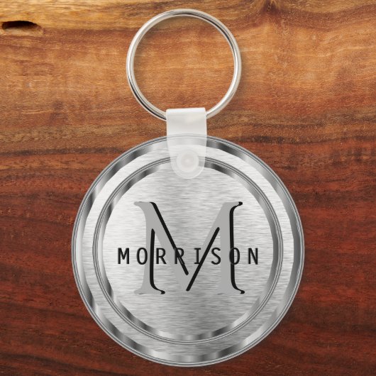 Monogram in een Zilverpenseel Sleutelhanger van de (Voorkant)