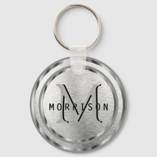 Monogram in een Zilverpenseel Sleutelhanger van de (Achterkant)