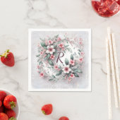 Monogram in elegante bruiloft bloemenkrans servet (Insitu)