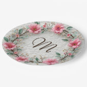 Monogram in elegante krans op kant papieren bordje (Gekanteld)