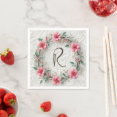 Monogram in elegante krans op kant servet (Insitu)