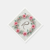 Monogram in elegante krans op kant servet (Hoek)