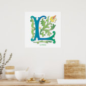 Monogram in Floral Design Poster (Keuken)