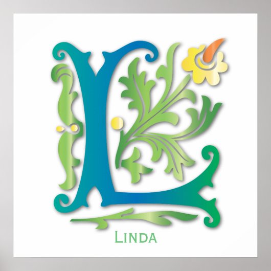 Monogram in Floral Design Poster (Voorkant)