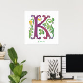 Monogram in Floral Design Poster (Thuiskantoor)