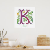 Monogram in Floral Design Poster (Keuken)