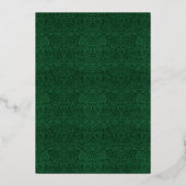 Monogram in Floral Wreath Green Damask Wedding Folie Uitnodiging (Achterkant)