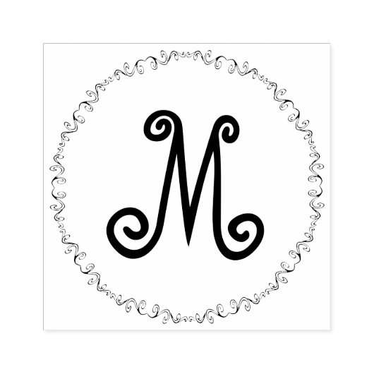 Monogram in grillige Doodle Border Art Stamp Rubberstempel (Afrduk)
