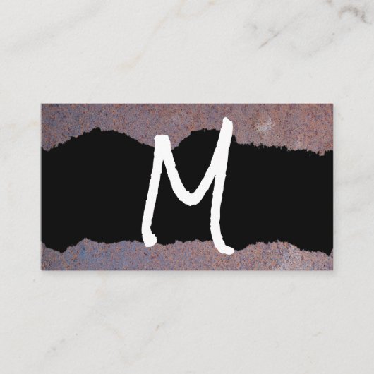 Monogram in handgeschreven stijl | Metaalroest ges Visitekaartje (Voorkant)