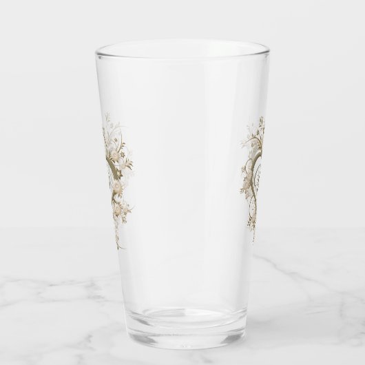 Monogram in het fancy Floral Open Heart Glas (Rechts)