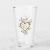 Monogram in het fancy Floral Open Heart Glas (Voorkant)