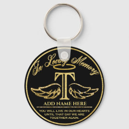 Monogram in het geheugen Goud Memorial Letter T Sleutelhanger