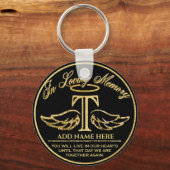 Monogram in het geheugen Goud Memorial Letter T Sleutelhanger (Voorkant)