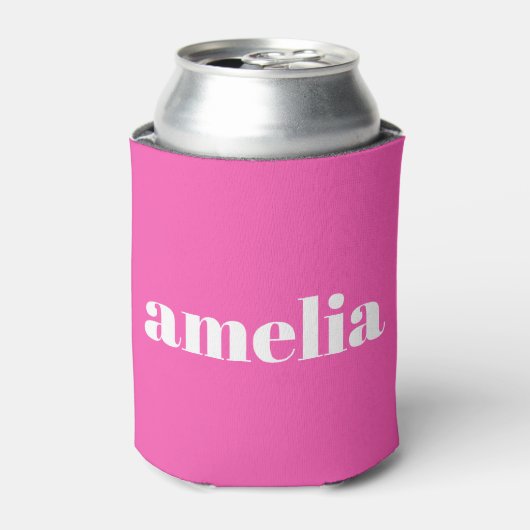 Monogram in hete roze blikjeskoeler (Blikje Voorkant)