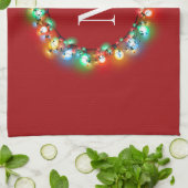 Monogram in Kerstverlichting Cirkel Vakantie Theedoek (Gevouwen)