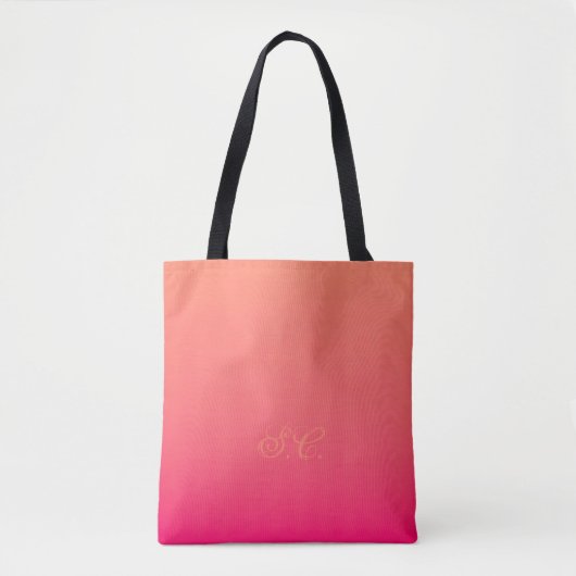 Monogram in perzik met roze tote bag (Voorkant)