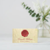 Monogram in Red Wax Seal op oud papierperkament Visitekaartje (Staand voorkant)