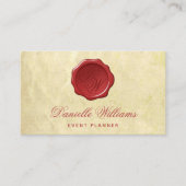 Monogram in Rode Waszegel op Oud Papier Perkament Visitekaartje (Voorkant)