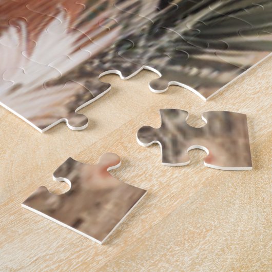 Monogram in roze pampasgras | legpuzzel (Zijkant)