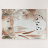 Monogram  in roze pampasgras | legpuzzel (Horizontaal)