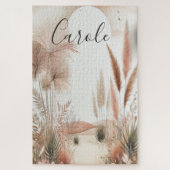 Monogram  in roze pampasgras | legpuzzel (Verticaal)