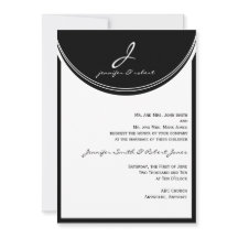 Monogram in uitnodiging voor het uitzenden van een