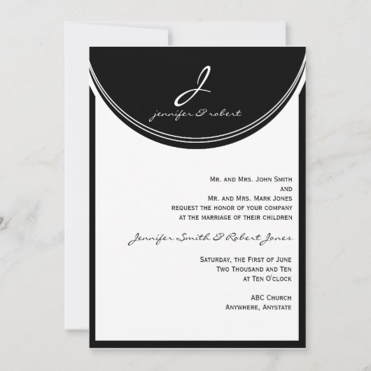 Monogram in uitnodiging voor het uitzenden van een (Voorkant)